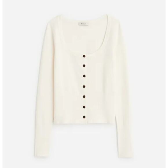 NWT Madewell The Signature Knit Scoopneck Cardigan In Winter White Size XXS - Picture 1 of 5